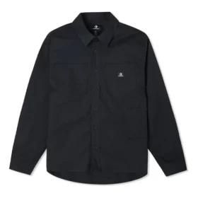 Carpenter Pocket Button Down Long Sleeve Shirt Asia Sizing “Black”