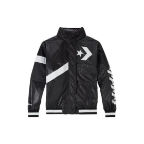 Casual Sports Logo Hooded Jacket Black