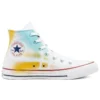 Chuck Taylor All Star High Hand Painted Canvas “White Yellow Blue”