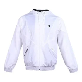 hooded Drawstring Zipper Pocket Jacket White