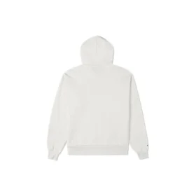 Logo Embroidered Loose Fleece Hoodie White