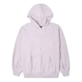 Logo Embroidery Knitting Hoodie Purple