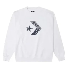 Men”s Converse Cashew Logo Knit Sports Round Neck Pullover White