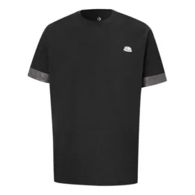 Men”s Converse City Short Sleeve Tee Cuff Contrasting Colors Sports Round Neck Black