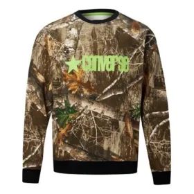 Men”s Converse Retro Pattern Logo Printing Round Neck Pullover Camouflage