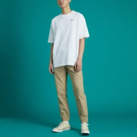 Men”s Converse Skate Loose Printing Sports Round Neck Short Sleeve White