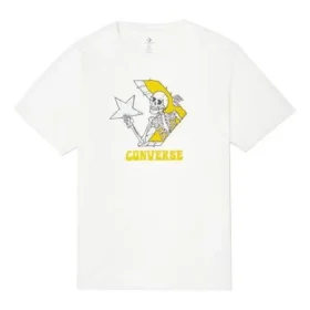 Men”s Converse Skeleton Printing Knit Round Neck Short Sleeve White