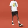 Men”s Converse Smiling Face Printing Breathable Short Sleeve White