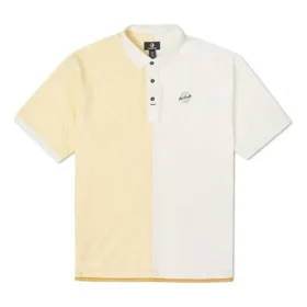 Men”s Converse Splicing Colorblock Lapel Short Sleeve Cream Yellow Polo Shirt Men”s Converse Splicing Colorblock Lapel Short Sleeve Cream Yellow Polo Shirt