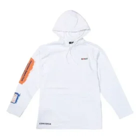 Men”s Converse x Rokit Crossover Back Large Printing Logo hooded Long Sleeves White Men”s Converse x Rokit Crossover Back Large Printing Logo hooded Long Sleeves White