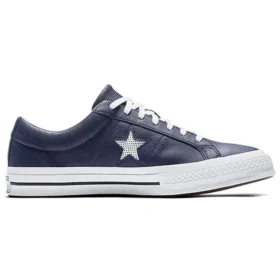One Star Perforated Leather Low Top Navy
