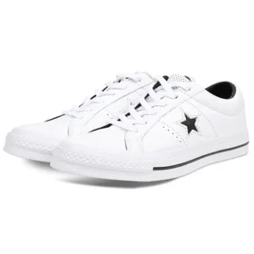 One Star Perforated Leather Low Top “White Black”