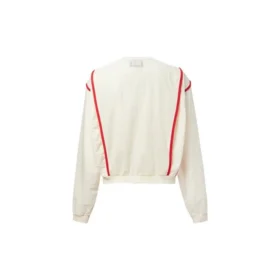 Series Contrast Color Stitching Round Neck Pullover White