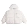 Short Down Fill Puffer Hooded Jacket Asia Sizing “White”