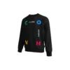 Sports Contrast Letter Print Crew Neck Sweatshirt Asia Sizing “Black”