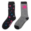 Star Logo Crew Socks Two Pairs “Black Grey”