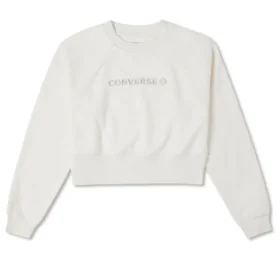 Strip Wordmark Fleece Crew “White”