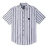 Striped Short Sleeve Button Down Asia Sizing “Blue”