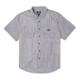Striped Woven Carpenter Button Down Asia Sizing “Grey”