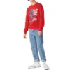 Unisex Logo Printing Round-neck Sweatshirt Red